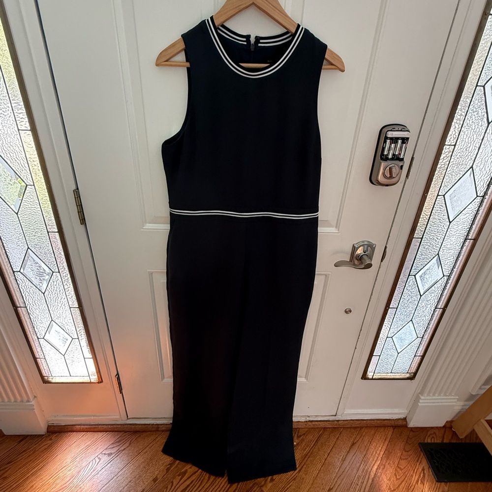 Banana Republic Navy Stripe Jumpsuit Size 12. Well lined. Small thread snag